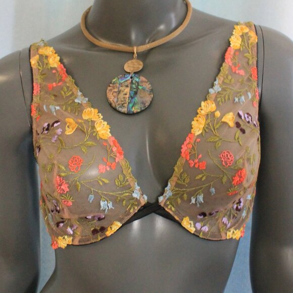 Victoria's Secret Dream Angels Cage Lace Floral Embroidered Bra 34D NWT - Picture 4 of 6